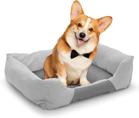 Athena Collection Dog Bed Large Size Dog, 32 Inches Washable Dog Bed for Large Cats Pets, Cozy Soft Warming Fabric with Nonskid Bottom, Grey