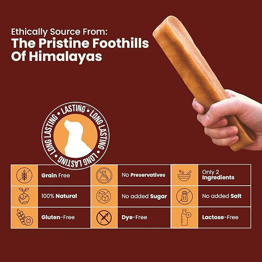 KATHMANDU'S Authentic 100% Natural Himalayan Yak Cheese Dog Chews – Large (Pack of 4) | High Protein, Delicious & Long-Lasting Dog Treats for Aggressive Chewers | Odor & Gluten Free Chews