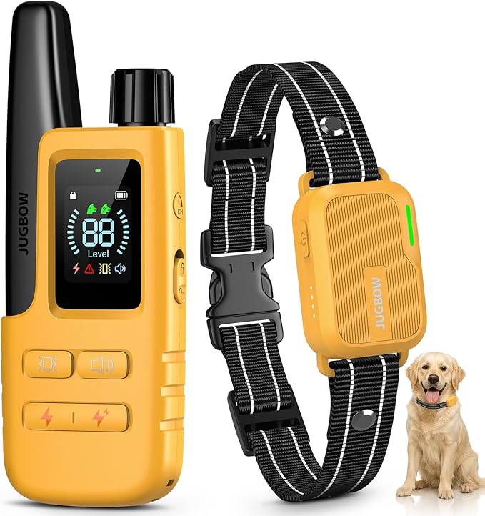 Jugbow Dog Shock Collar - 4200FT Dog Training Collar with Remote, IPX8 Waterproof Electric Dog Collar with 4 Training Modes, Security Lock, Rechargeable eCollar for 10-120lbs Dogs