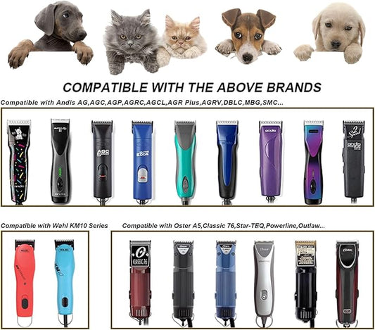 Audoc 10 Blades Dog Grooming Blades Compatible with Andis/Oster A5/Wahl KM-10 Series Dog Clippers,Detachable Clipper Replacement Blade,Black (5PCS Black-#10+3FC+4FC+5FC+7FC)