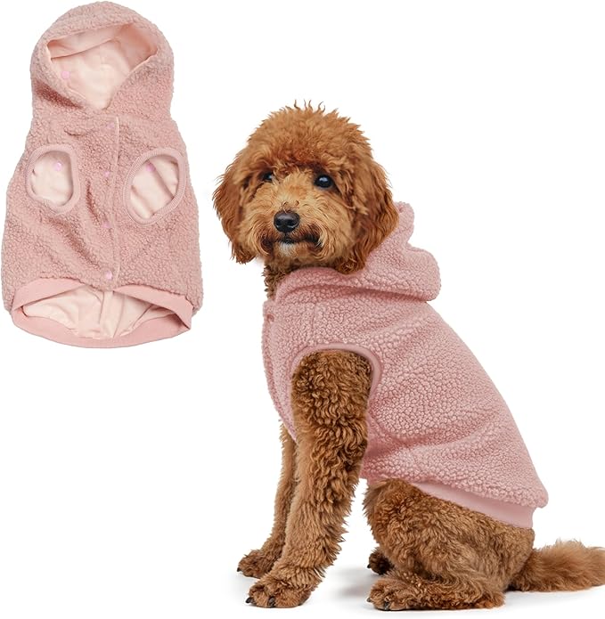 Spark Paws Fleece Dog Jacket, Hooded Sweater Vest, Warm Coat for Winter - Suitable for Small Medium Large XL XXL Breeds - Pink - 2XL