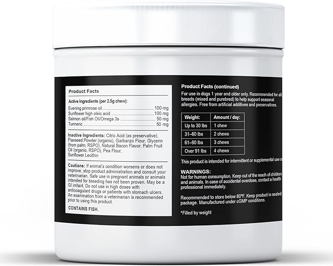 Embark Allergy Supplement for Dogs – Dog Allergy Chews, Support for Itchy Skin & Seasonal Skin Irritation – Vet-Formulated with All-Natural Ingredients – 90 Soft Chews for Small and Large Breed Dogs