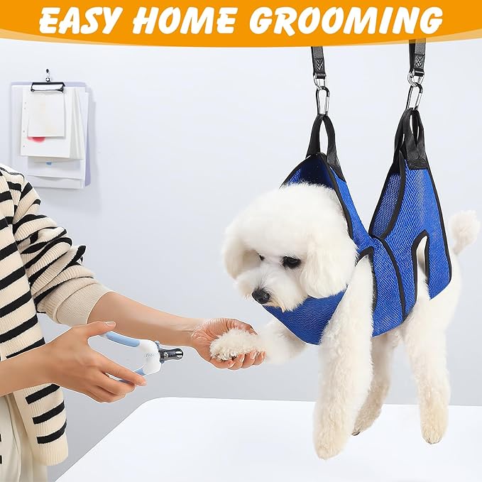 Dog Grooming Hammock for Nail Trimming, Pet Grooming Sling Harness Kit, Safe Dog Restraint Hammock for Cats and Small Dogs, Home Grooming Supplies