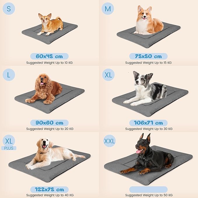 Dog Bed, Dog Crate Mat Washable, Ultra Soft & Anti-Slip S Dogs Bed Fit Dogs Crates & Kennels (Dark Grey, 30.0" L x 20.0" W x 1.5" Th)