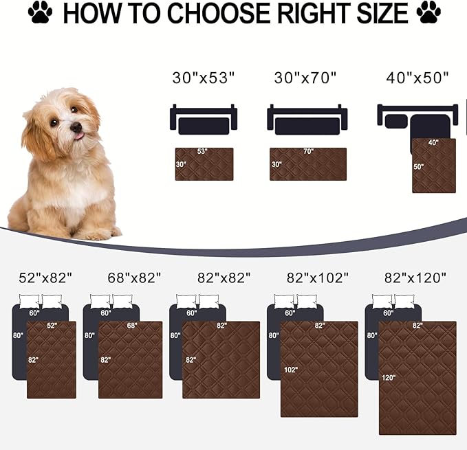 Smiry Waterproof Dog Blanket, 82x120 Inch Soft Pet Bed Cover Reversible, Washable Sofa Couch Furniture Protector for Small Medium Large Dog Puppy Cat, Geometric, Brown/Chocolate