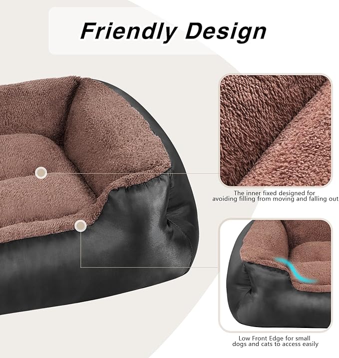 Dog Bed Medium Size Dog, Rectangle Washable Pet Couch, Warm and Comfortable Sleeping Pet Bed with Nonskid Bottom, Black
