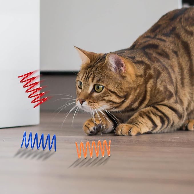 FAXLEVY 100 Pack 10 Colors Cat Spring Toys, Plastic Spiral Spring Cat Toys for Indoor Cats, Colorful Interactive Toy for Kittens, Cat Exercise Toys for Active Play