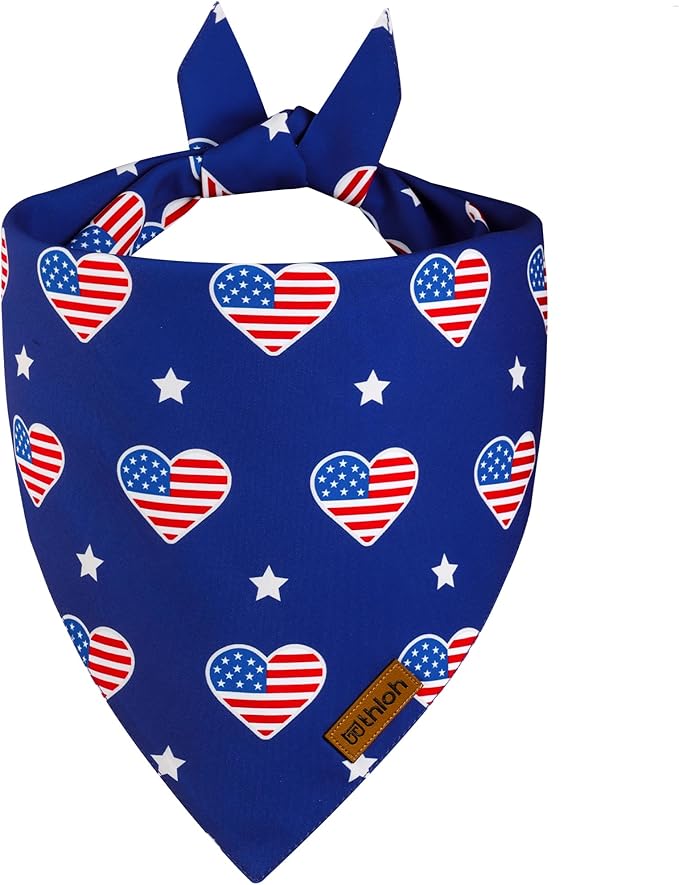 4th of July Dog Bandanas - 2 Pack Reversible American Flag Pet Scarf for Boy and Girl | Premium Durable Fabric | USA Patriotic Bandana for Small Medium Large and Extra Large Dogs (Small)