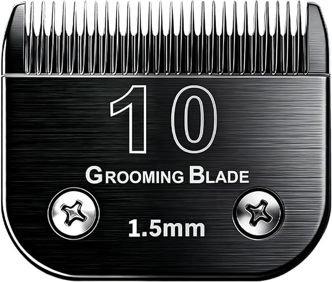 Size 10 Detachable Dog Grooming Blades, Compatible with Andis, Oster A5, Wahl KM10 Series Clippers, Cut Length 1.5mm, Black (10#1.5mm, 1 Pcs)