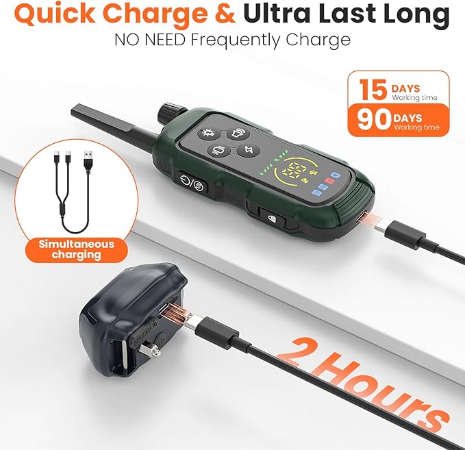 Dog Shock Collar - 4000FT Remote Training Collar with 4 Modes & LED, IP67 Waterproof, Rechargeable E Collar for Small to Large Dogs, Green