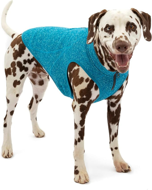 Kurgo Core Sweater - Cold Weather Dog Outfit - Cozy Knit Fleece Layer - Adjustable Neck Dogwear - Reflective Accents - Machine Washable Gear - Heather Blue - X-Large
