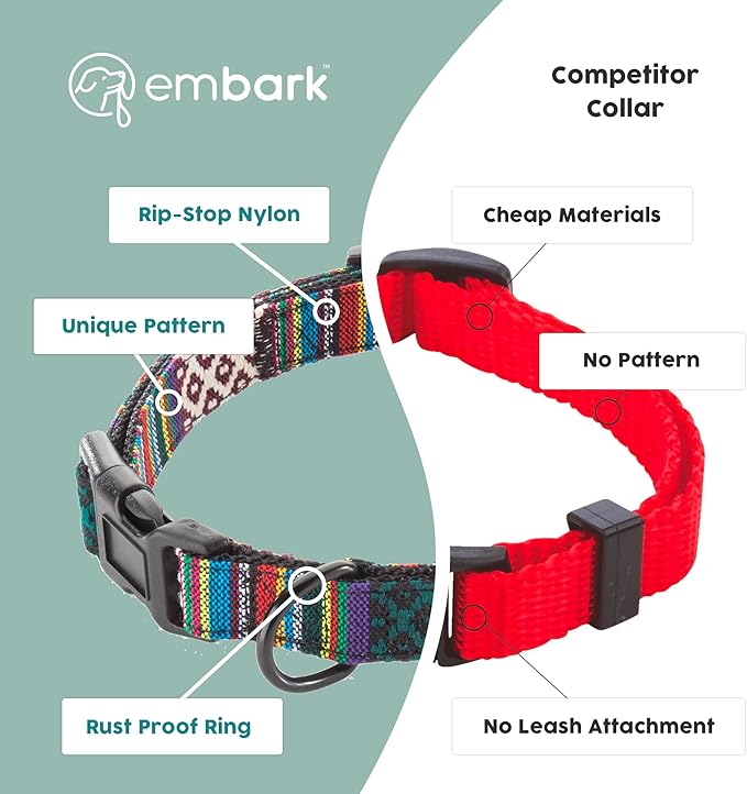 Embark Adventure Dog Collar – Stylish & Durable Nylon Dog Collars for Large Dogs, Comfortable Pet Collar, Collars for Large Breed Dogs with Strong Buckles. Adjustable Big Dog Collars for Large Dogs
