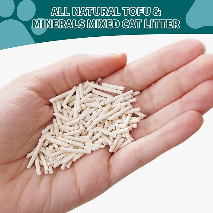 Meowgic Paws Plant-Based Cat Litter, Odor Control Quick Clumping Tofu Cat Litter, 6 lbs, Low Tracking Dust Control Lightweight Flushable Unscented Natural Kitty Litter