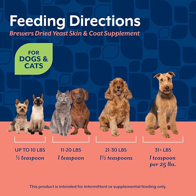 NaturVet – Brewer’s Dried Yeast Formula with Garlic Flavoring – Plus Vitamins – Supports Healthy Skin & Glossy Coat – Fortified with B-1, B-2, Niacin & Vitamin C – for Dogs & Cats (4 lb Powder)