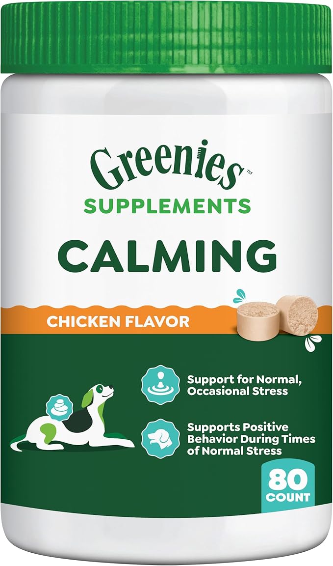 Greenies Supplements Calming Chews for Dogs Chicken Flavor, 14.7 oz. Container of 80 ct.