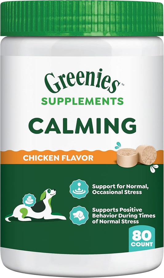Greenies Supplements Calming Chews for Dogs Chicken Flavor, 14.7 oz. Container of 80 ct.