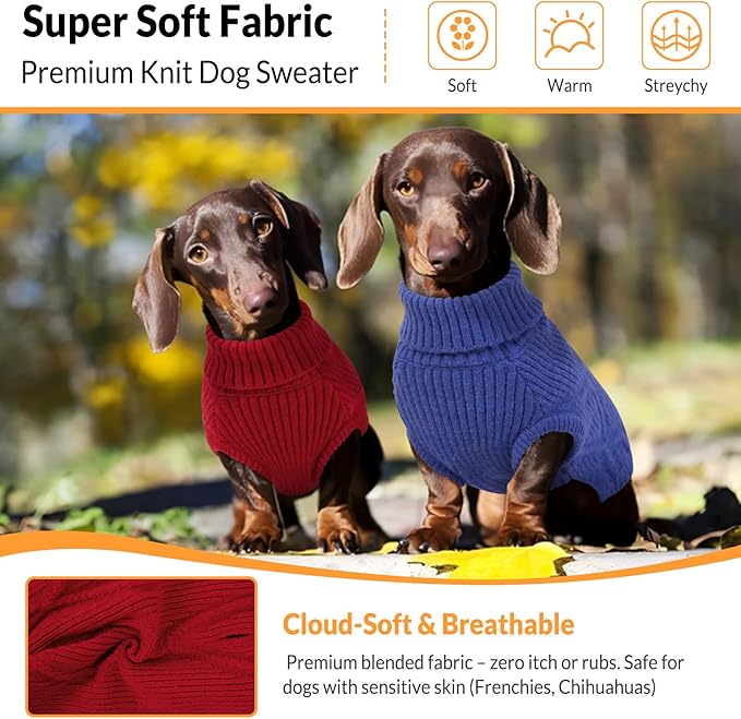 Dog Sweater Pullover, Cable Knit Dog Christmas Sweater, Dogs Sweaters for Small Medium Large Dogs with Harness Hole,Puppy Sweaters Boy Or Girl(Wine Red,L)