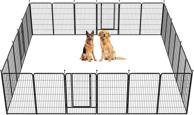 FXW Instant Unleashed Dog Playpen, Portable Pet Fence for Outdoor, RV Trips, and Camping, 45 inch, 24 Panels for Large Dogs with RV Step Grid│Patented