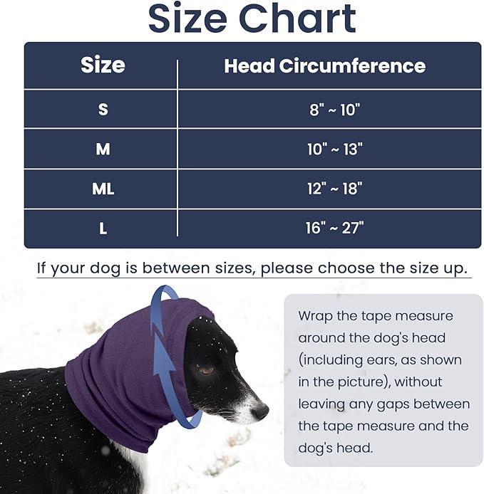 Nanaki Calming Hoodie for Dogs - Adjustable Ear Cover & Anxiety Relief, ML Purple | Noise Reduction Head Wrap for Fireworks, Thunderstorms, Grooming, Hematoma Recovery