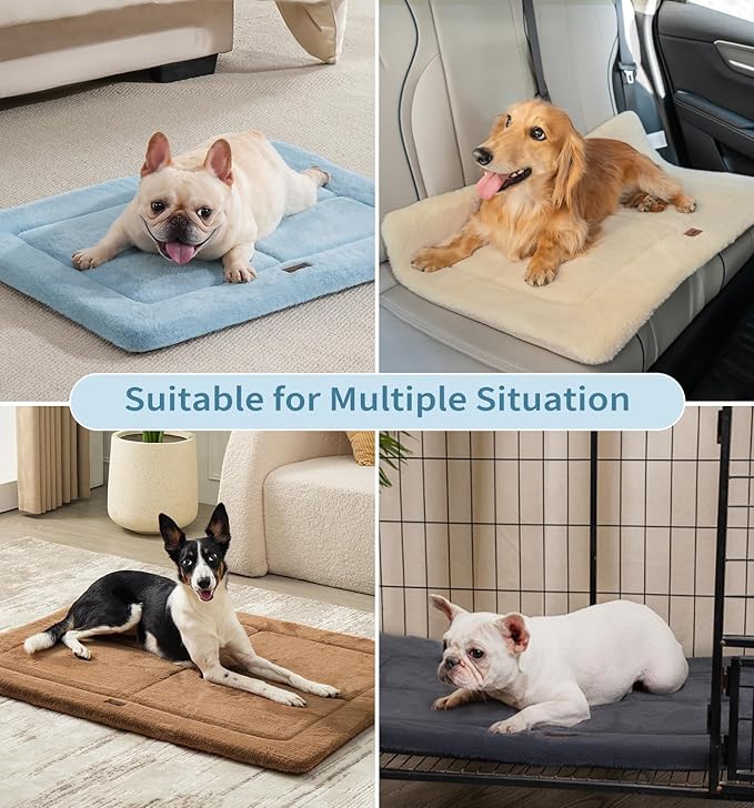 MADE 4 PETS Dog Crate Pad Bed for Large Dogs, Washable & Reversible, Anti-Slip Kennel Mat for Cozy Sleeping, Soft Fluffy Dog Bed for Indoor & Outdoor Use, 41"x29", Blue