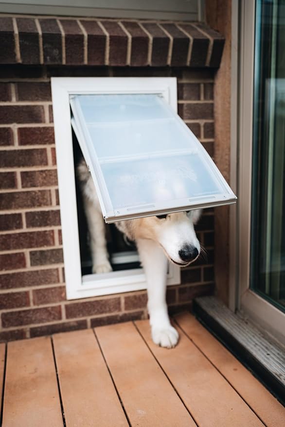 Endura Flap Pet Door for Walls in White | Energy-Efficient Double Flap Design for Wall Installations | All-Weather Protection with All-Metal Telescoping Tunnel | White, Large, Double Flap