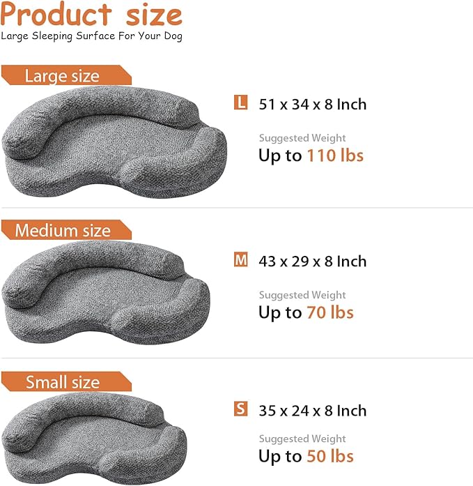 Orthopedic Memory Foam XXL Dog Bed for Large Sized Dog - Washable & Waterproof & Removable Cover -Round Calming Bed for Anxiety Relief (51 x 34 x 8 Inch)
