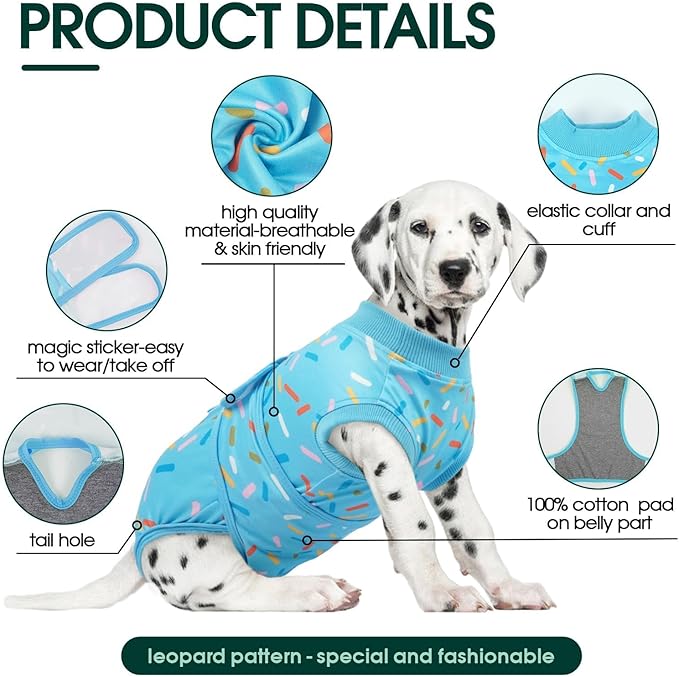 Kuoser Dog Surgery Suit, Dog Surgery Suit Male Neuter, Comfy Doggie Recovery Suit Doggie Onesie, Post-Op Onesie for Female & Male Dogs, Soft Protective Wear, BlueRibbon XXL