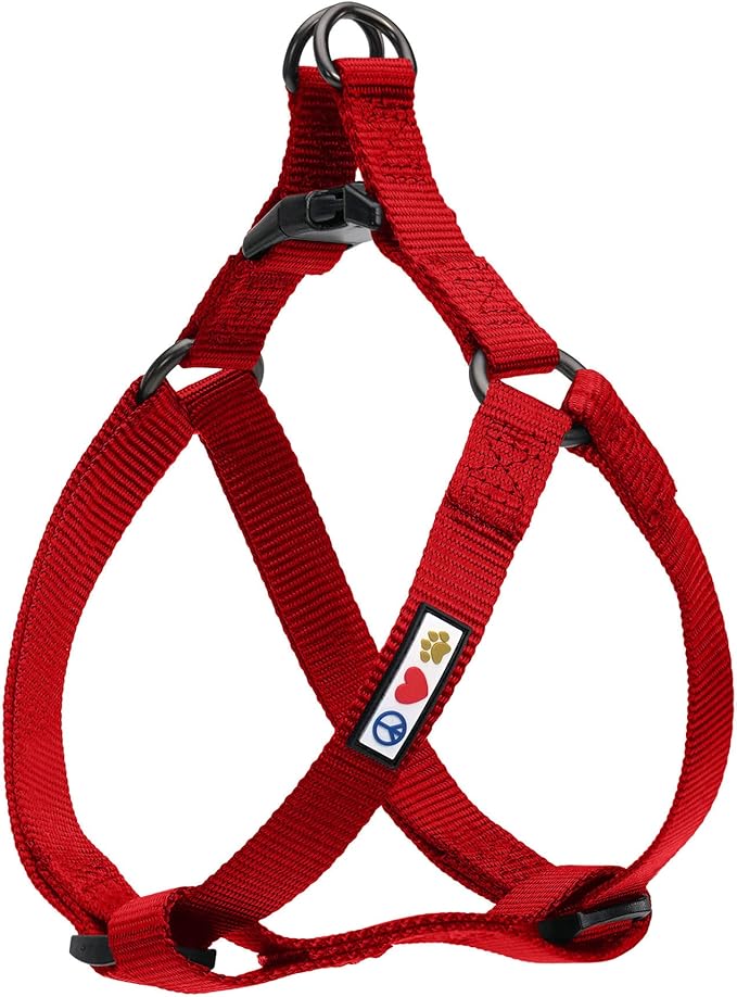 Pawtitas Solid Step-in Dog Harness – Adjustable No-Pull Vest for Puppies to Seniors, Safe & Comfortable S Red
