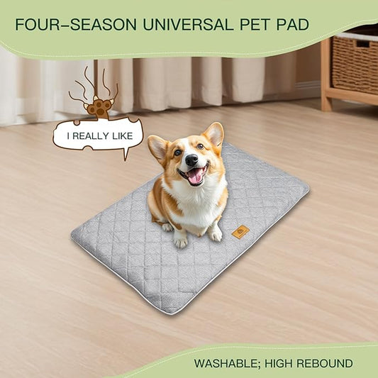 All-Season Dog Bed, Soft & Comfortable Dog Kennel Pad for Crate Durable Mat for Dogs & Cats,Ideal for Crate, Kennel(Gray, Large)