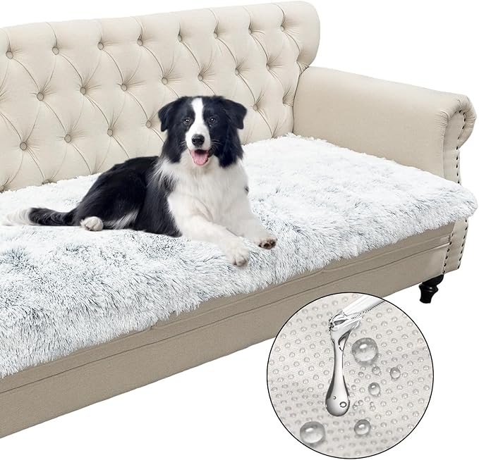 Dogs/Cats Bed Mats, Dog Pad Washable Removable Couch Cover with Anti-Slip Back, Plush Long Fur Mat, Perfect for Small, Medium and Large Dogs.(Magic Gray, 30"x53")