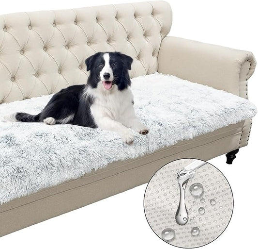 Dogs/Cats Bed Mats, Dog Pad Washable Removable Couch Cover with Anti-Slip Back, Plush Long Fur Mat, Perfect for Small, Medium and Large Dogs.(Magic Gray, 30"x53")