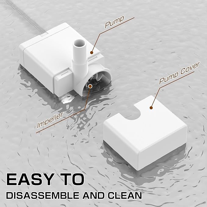 Cat Water Fountain Pump for 50oz, 95oz Fountain, Ultra Quiet Pump with USB Cable, LED Light and 6 Packs Pet Fountain Filters