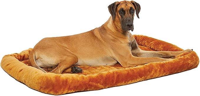 MidWest Homes for Pets QuietTime Giant Dog Bed – Cinnamon Faux Fur Bolster, Ultra-Soft and Machine Washable, Fits 54-Inch Crates and Carriers, for XXL Breed Dogs