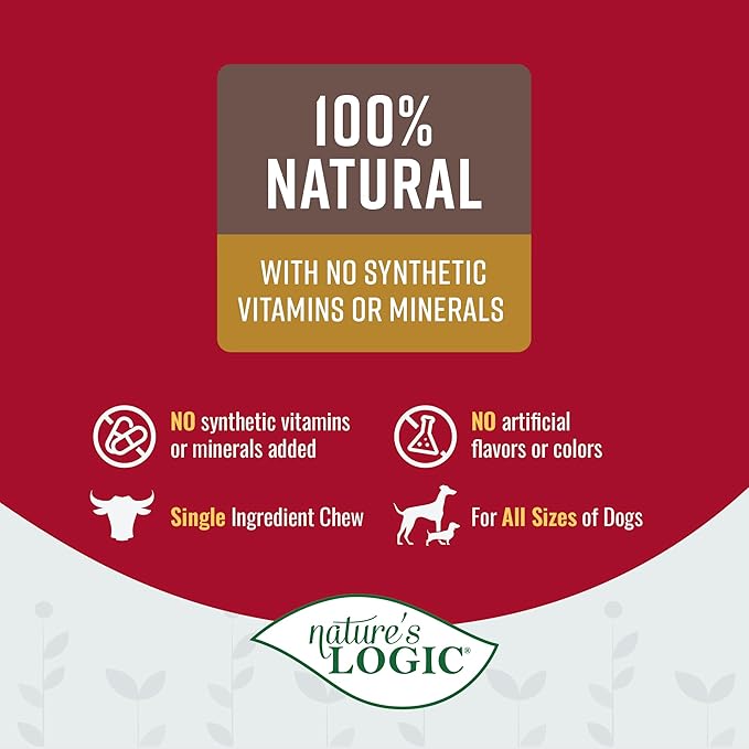 Nature's Logic All-Natural Beef Pizzle Chew Stick - Promotes Dental Hygiene - Recreational Dog Treat for Large/Medium Breeds - Natural Bully Stick - Beef Pizzle Treat