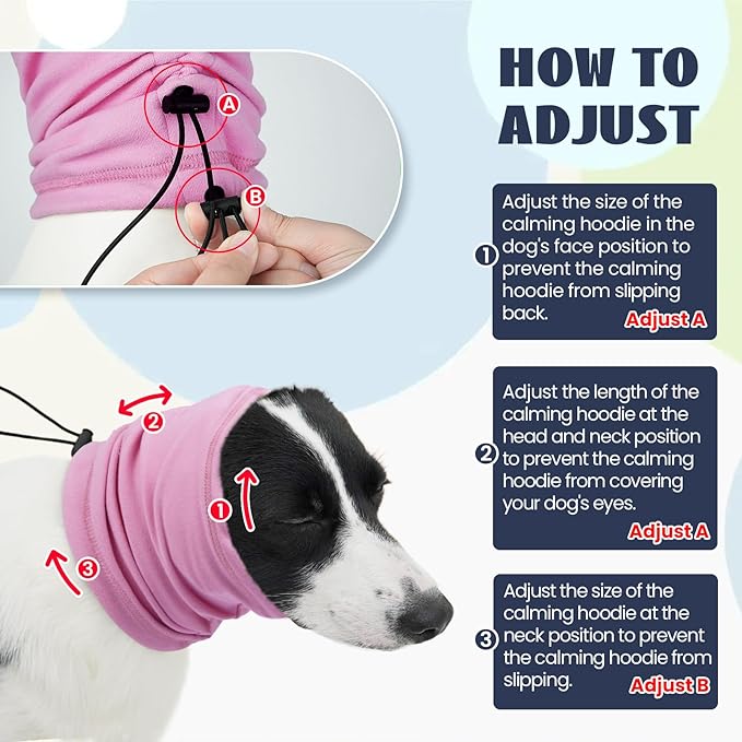 Nanaki Dog Calming Hoodie,3rd Gen Anti-Slip Hematomas Ear Wraps for Dogs Ear Covers,Adjustable Doggy Head Muffs Noise Protection,Fireworks Ear Protector Pet Grooming Ear Cover Pet Head Wrap Snood