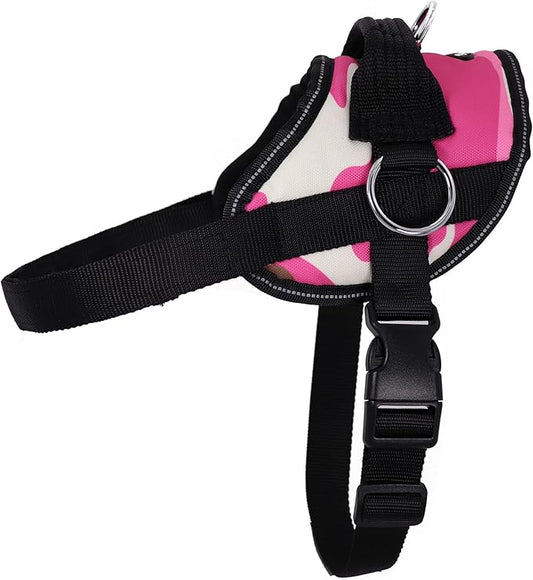 Bark Appeal Pink Camo No-Pull Dog Harness for Large to Extra Large Sized Pets – Adjustable, Reflective Vest with 3 Leash Clips for Added Control, Easy Walks & Training – XL