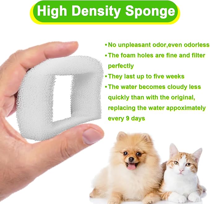 Cat Water Fountain Filters, Pet Fountain Sponge Pre-Filters Compatible with Multiple Pet Fountains, Replacement Filter for Dog and Cat 12 Packs