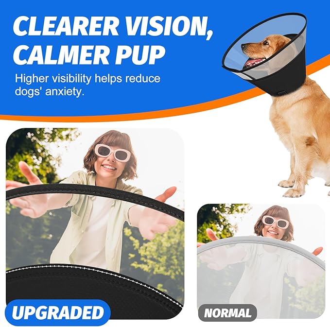 Dog Cone Collar with Soft Liner to Stop Licking, Elizabeth Recovery Collar After Surgery for Large Medium Dogs, Comfortable Pet Head Cone Alternative for Neutering Spay Injury (XS)