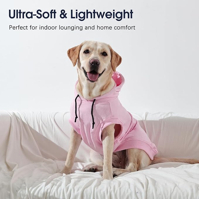 IECOii Large Dog Hoodie, XL Dog Sweater for Large Dogs Girl Hooded Sweatshirt,Spring Fall Dogs Pullover for Beagle, Border Collie, Indoor Cozy & Outdoor Play, Pink, XLarge (No Fleece Lined)