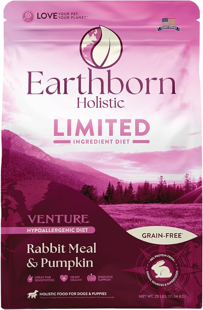 Earthborn Holistic Venture Rabbit Meal & Pumpkin 25 lb. Limited Ingredient Grain-Free Dry Dog Food