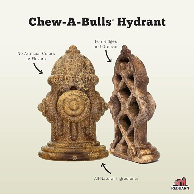 Redbarn Chew-A-Bulls, 24 Pack – Small Hydrant Shape Dog Dental Treats – Daily Oral Care with Fun Ridges & Grooves, All Natural Ingredients, Highly Digestible Chews & Low in Fat