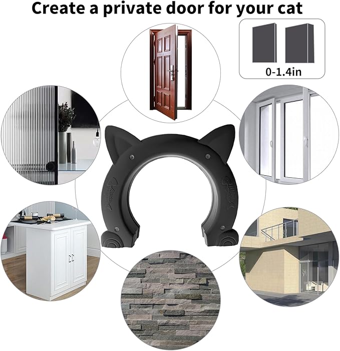 Fhiny Cat Door Interior Door, Back Friendly Kitten Doors Without Flap for Wall Durable and Easy to Install Adds Privacy Pet Door Up to 30 Lb Cute Pass Hole Corridor for Cats Doggies