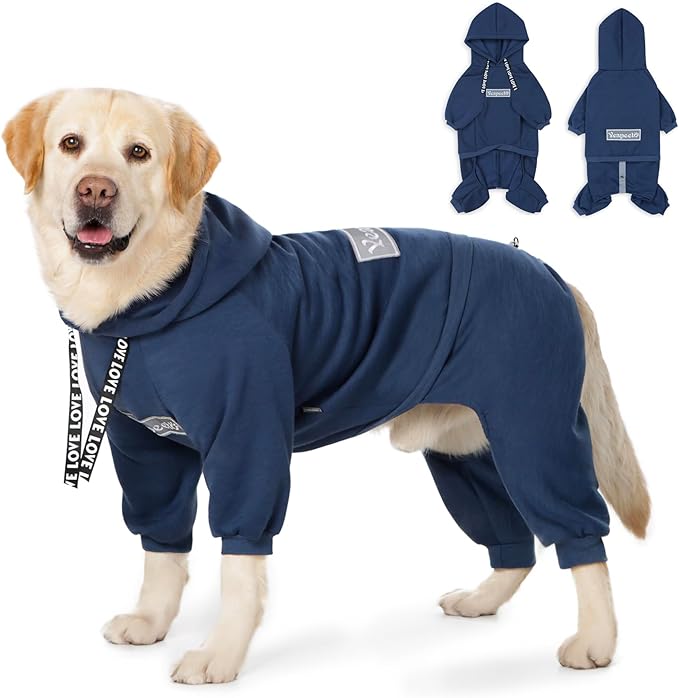 Dog Hoodies Winter Coat for Large Medium Dogs, Pullover 10 Legs Warm Coat Hooded Sweatshirt, Fleece Hoodie for Cold Weather (Dark Blue, 4X-Large)
