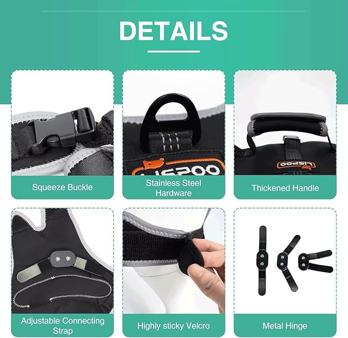 Dog Knee Brace for ACL/CCL Injuries,Torn Ligament,Pain Relief,Joint Warmth,Luxating Patella - Rear Leg Support,Black,Upgraded,Right Legs,XL
