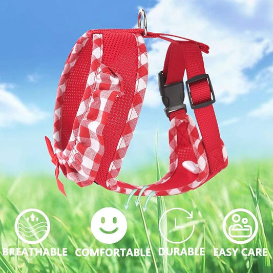 SuperBuddy Upgraded Soft Mesh Dog Harness, Super Breathable Lightweight Pet Harnesses for Puppy Dogs Outdoor Walking, Red Dog Harness -Large