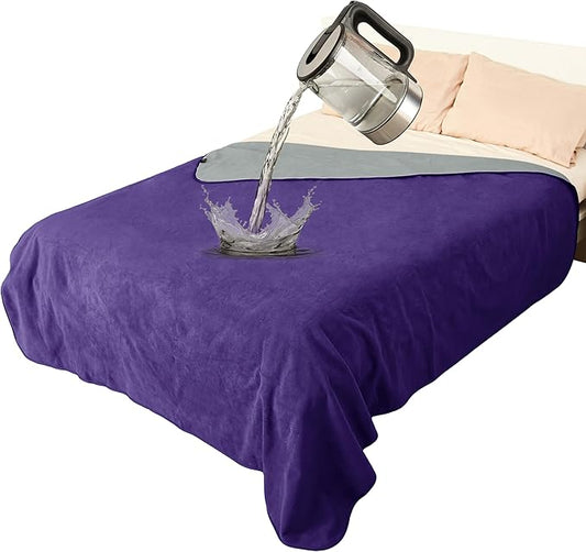 Catalonia Waterproof Blanket for Bed Intimacy, Reversible Fleece Bed Sofa Cover, Washable Liquid Proof Furniture Protector