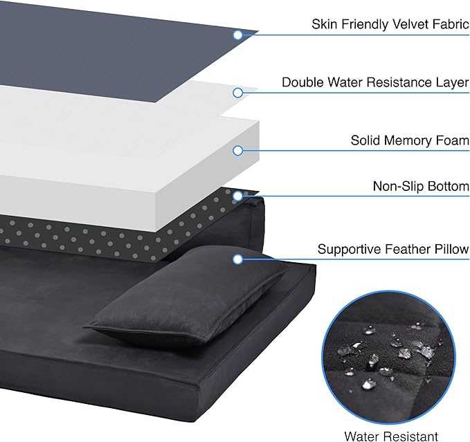 Luxury Orthopedic Dog Bed with Bolsters – Modern Sofa-Style Pet Lounger with Supportive Pillows – Waterproof & Washable Cover – Large Dog Bed for Indoor & Outdoor Use, Grey 46" x 34"