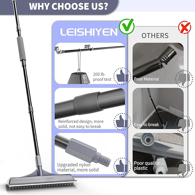 Carpet Rake for Pet Hair Removal - 3 in 1 Reusable Pet Hair Remover Tool with 58" Adjustable Long Handle,Dog & Cat Carpet Scraper,Pet Hair Remover for Rugs,Mats,Couch,Curtains(Gray)
