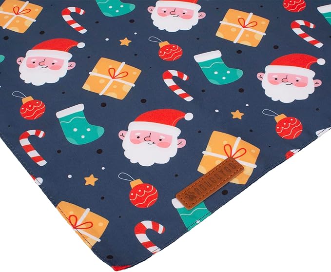 ADOGGYGO Christmas Dog Bandana, Snowman Santa Pet Scarf, Premium Durable Fabric, Adjustable Fit Christmas Bandanas for Small Dogs Pets (Small)
