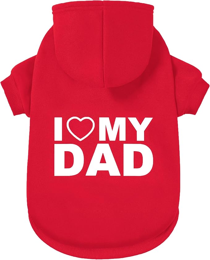GreenJoy Dog Sweater Dog Hoodie Cold Weather Coat Hooded Sweatshirt for Puppies,Cats, Small Medium Large Dogs (Red(I Love My Dad), XX-Large)